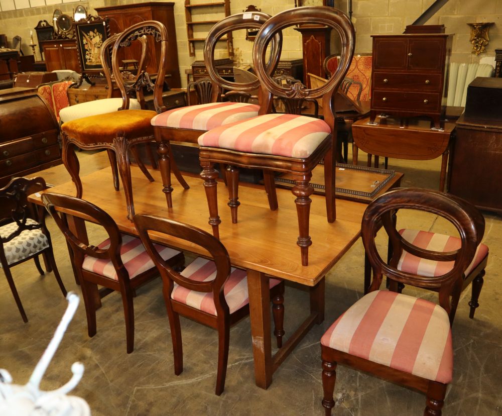 A set of four Victorian mahogany balloon back dining chairs, four similar chairs and two salon chairs